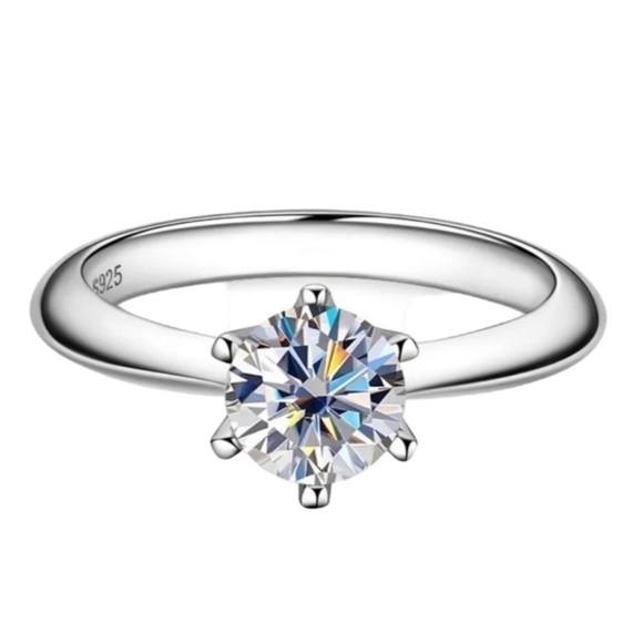 Jewelry - Certified 1ct Solitaire Moissanite Engagement Wedding Ring NEW